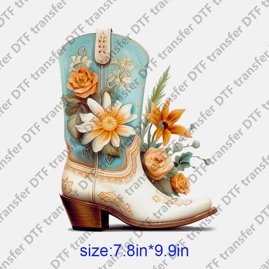 boot with pretty flowers DTF transfer NO.1247