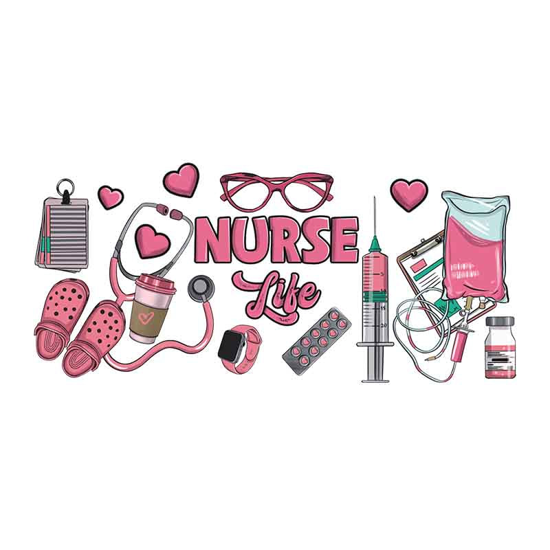 Nurse Life Hardworking Caring  16oz UV DTF  Cup Wraps