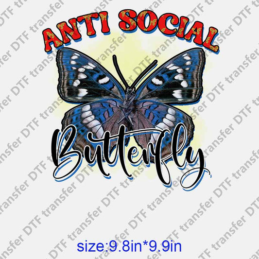 Butterfly letters ANTI SOCIAL DTF transfer NO.1140