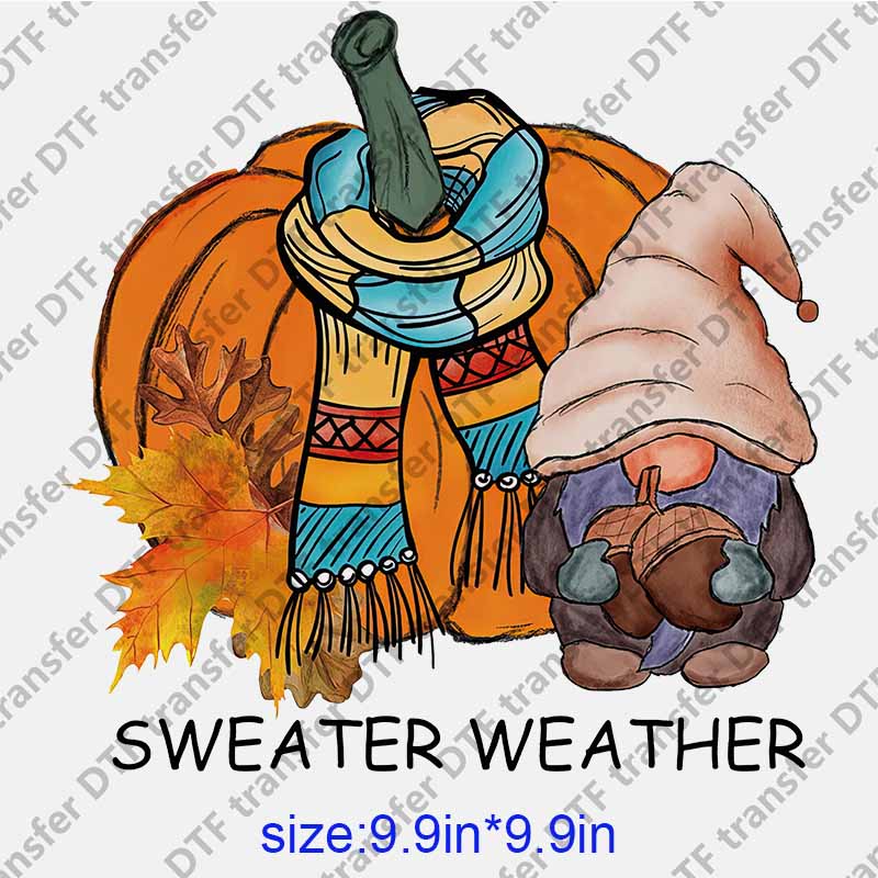 Thanksgiving Day Fall pumpkin letters SWEATER WEATHER  DTF transfer NO.1115