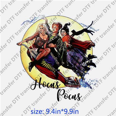 Hocus pocus moon and wiches cat Horror DTF Transfer PH-017