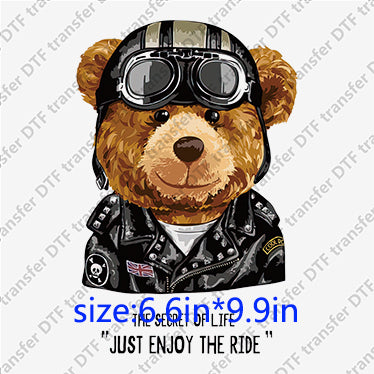 Teddy bear motocycle style Animal DTF transfer ANM.082