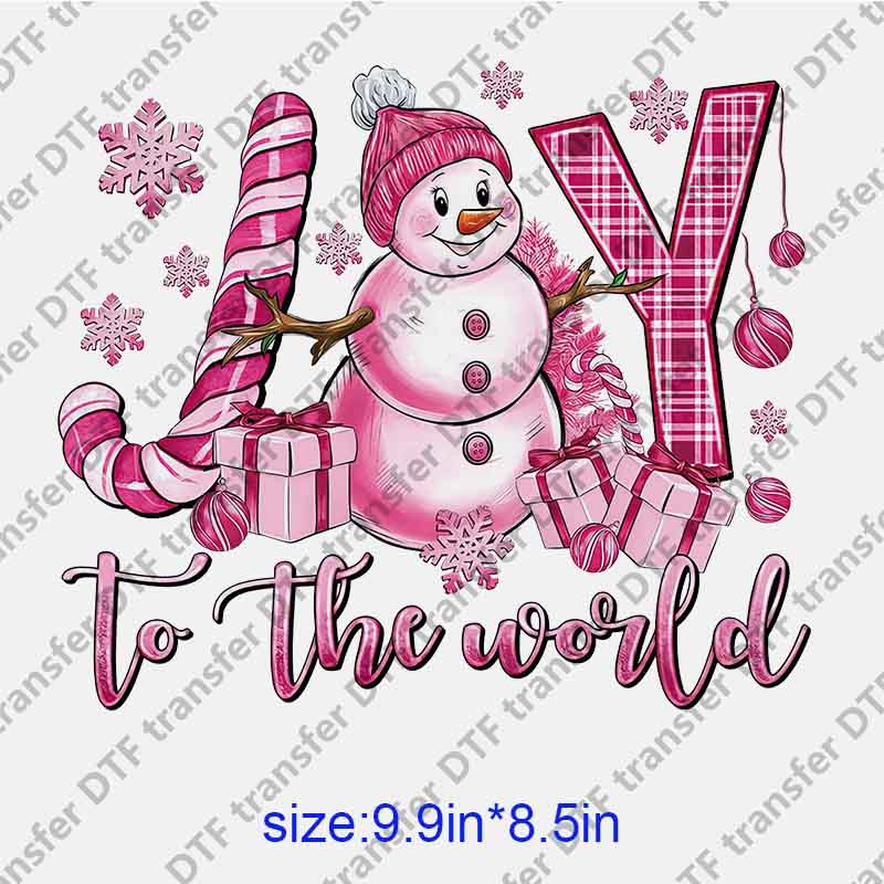 Christmas Pink Snowman DTF transfer XMAS.058