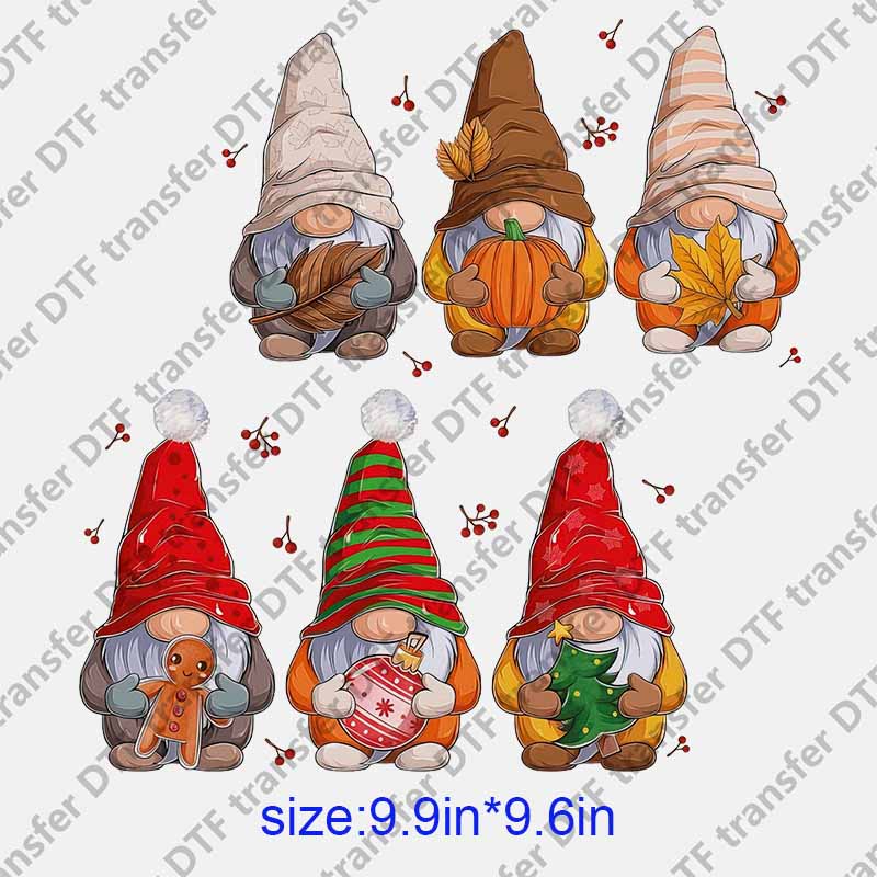 Thanksgiving Day and Christmas pumpkin gnome gingerbread man DTF transfer NO.1239