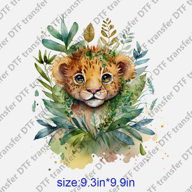 Animal little lion leaves DTF transfer NO.1187