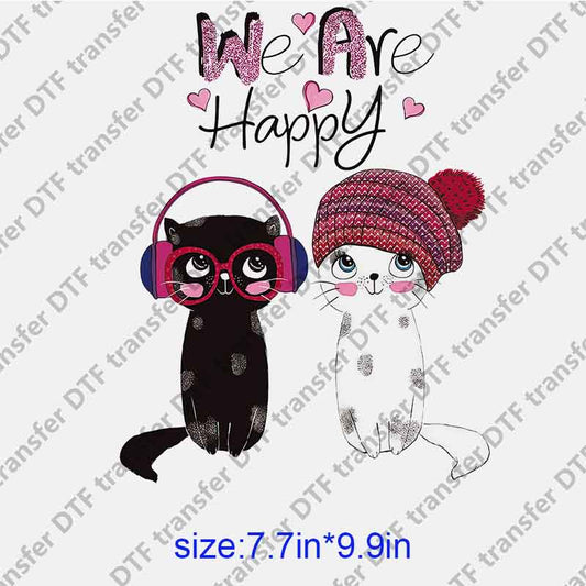 Animal Black and White Cat  DTF transfer ANM.141