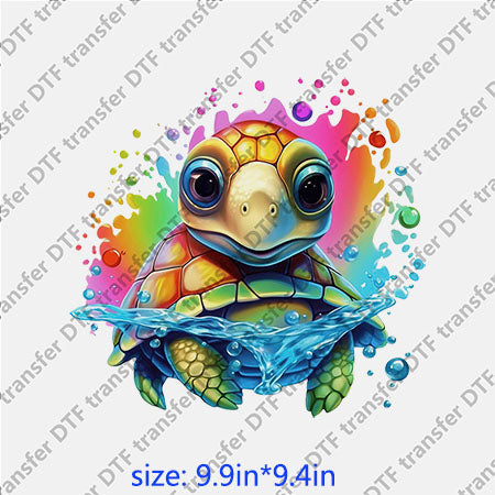 Turtle rainbow water animal DTF transfer ANM.128