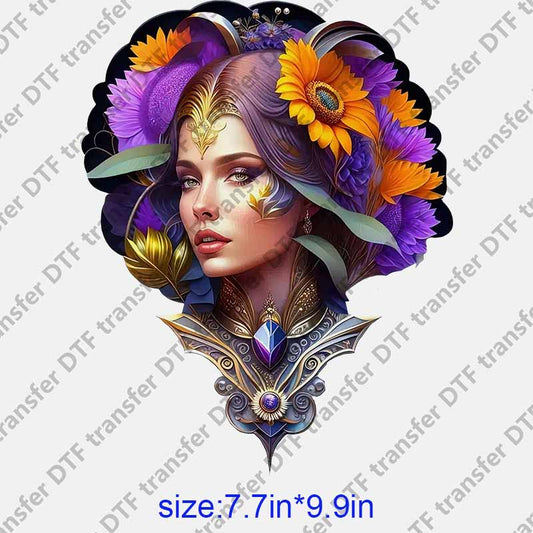 European girl flowers head DTF transfer NO.1093