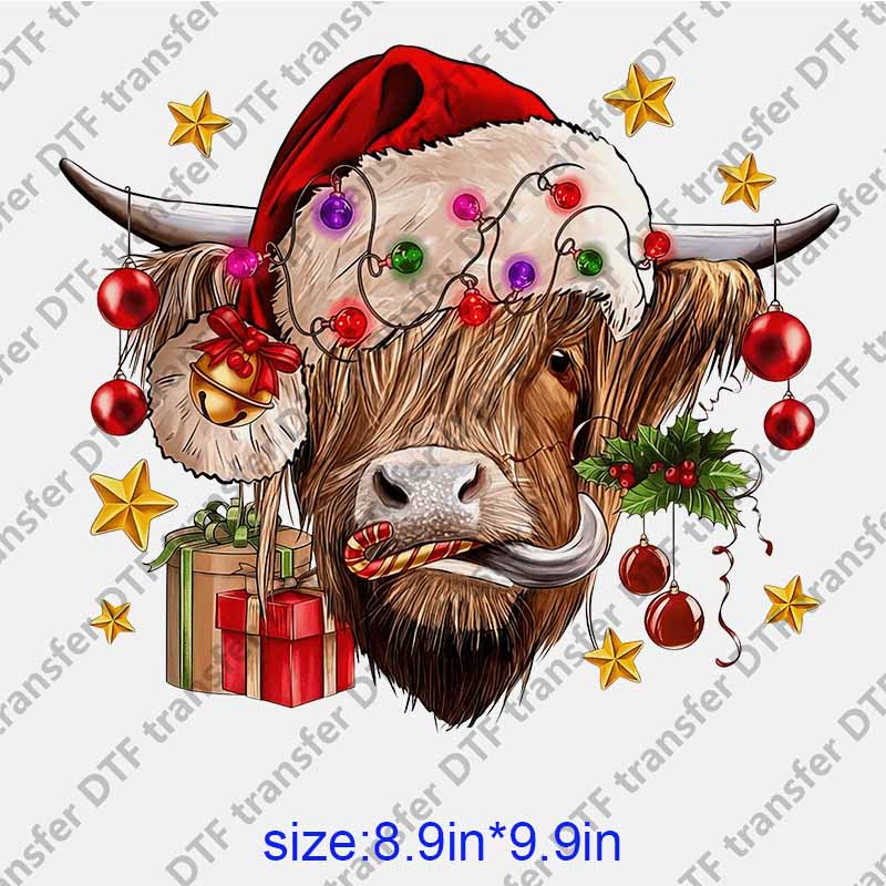 Christmas decoration highland cow  DTF transfer NO.1102