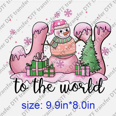 Pink Christmas Bright Joy Snowman DTF transfer XMAS.082