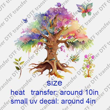 Scenery Heart Tree DTF transfer /UV DTF small uv decals HOFT.002