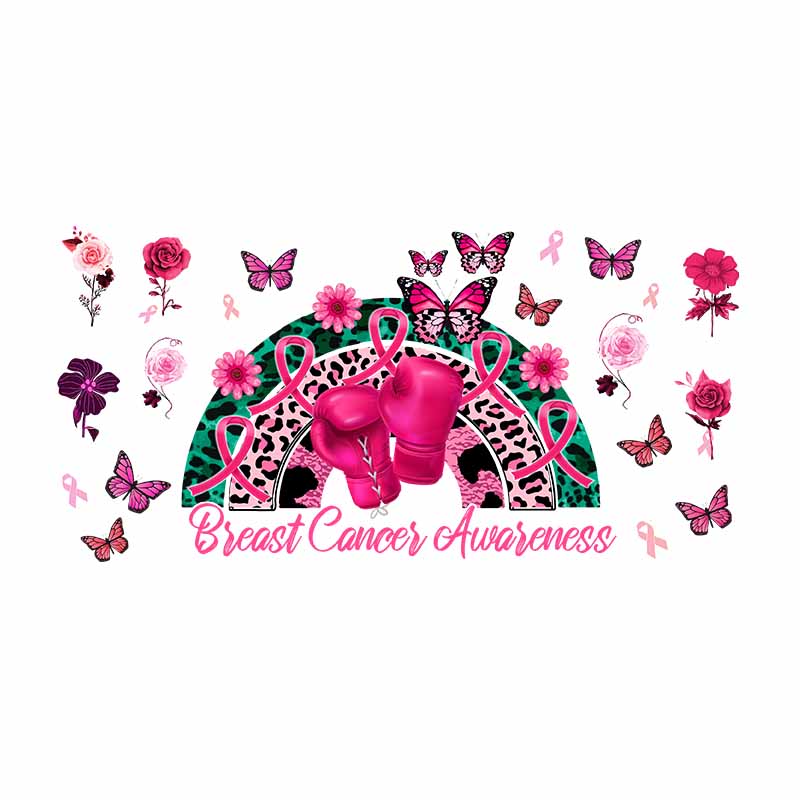 Pink Caring Breast Cancer 16 OZ UV DTF  Cup Wraps