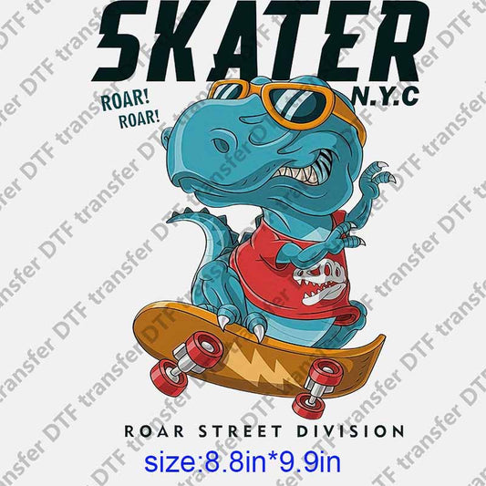 Dinosaur scooter skater letters DTF transfer NO.1062