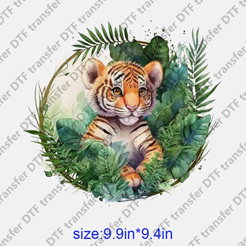 Animal tiger green leaves  DTF transfer NO.1199