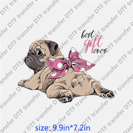 Dog pretty bow French bulldog animal DTF transfer ANM.110