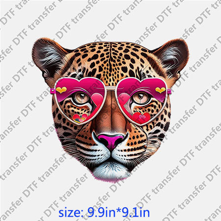 leopard heart shape sunglasses animal DTF transfer ANM.129