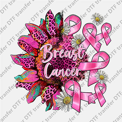 Breast Cancer Sunflower DTF transfers CARING.003