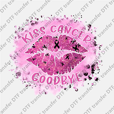 Kiss Cancer Goodbye Purple Lips DTF transfers CARING.012