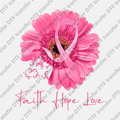 Faith Hope Love Pink Sunflower DTF transfers CARING.017