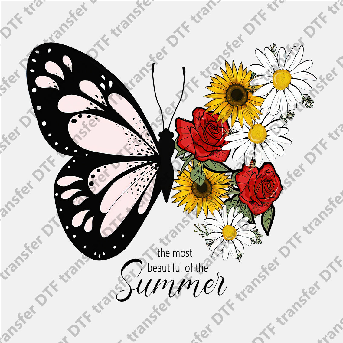 Butterfly Rose Daisy Sunflower DTF transfers CHA.014