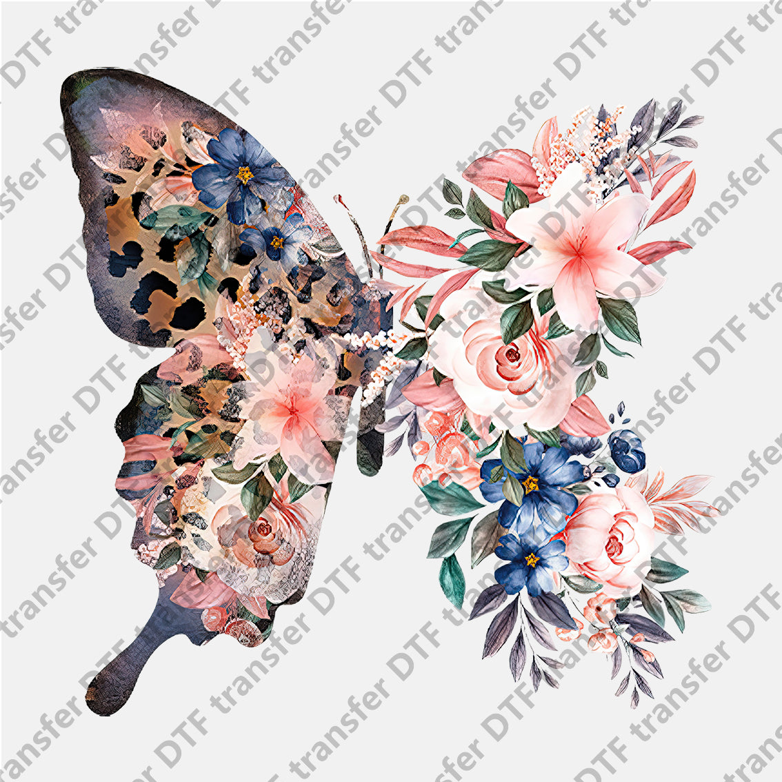 Leopard Flower Butterfly DTF transfers CHA.015