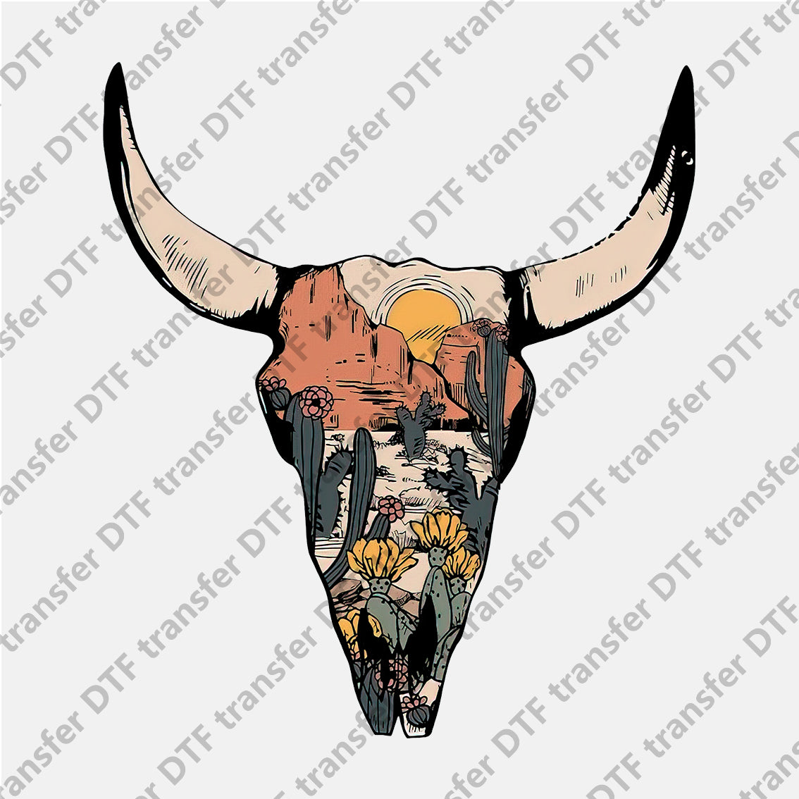 Cactus Bull Skull Animal DTF transfers CHA.021