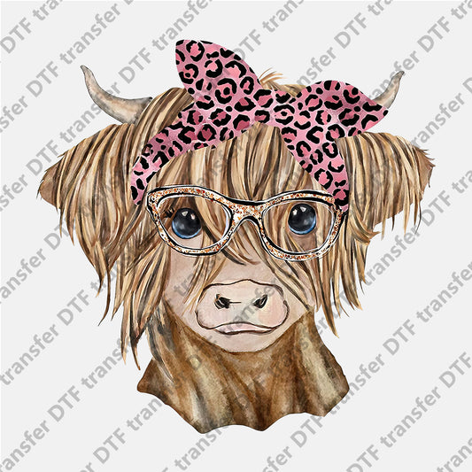 Leopard Bow Glasses Cattle Animal DTF transfers CHA.028