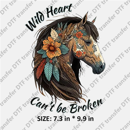 Horse Head with Flower Wild Heart DTF Transfer CHA.034