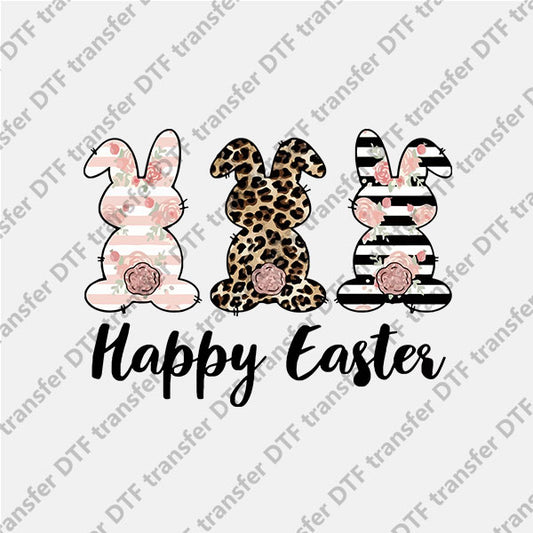 Easter Three Different Bunnies DTF transfers ET.006