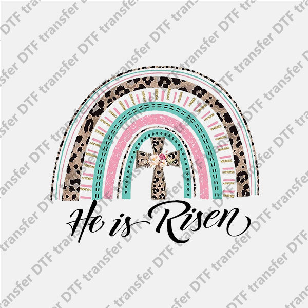 Easter Cross Leopard Rainbow DTF transfers ET.011