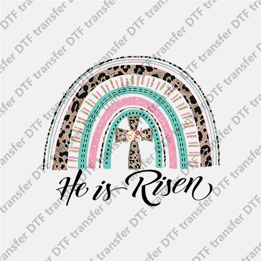 Easter Cross Leopard Rainbow DTF transfers ET.011