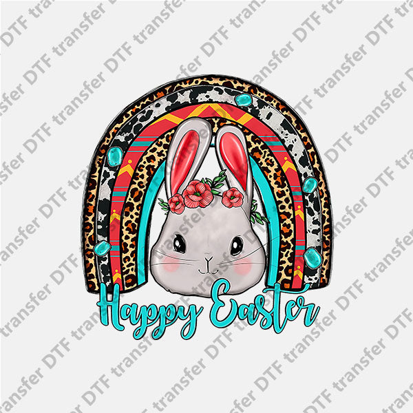 Easter Bunny Leopard Rainbow DTF transfers ET.018