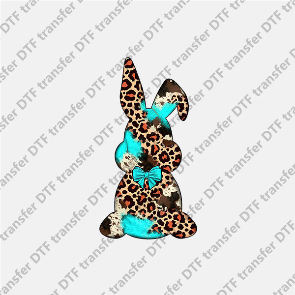 Easter Leopard Blue Bow Bunny DTF transfers ET.019