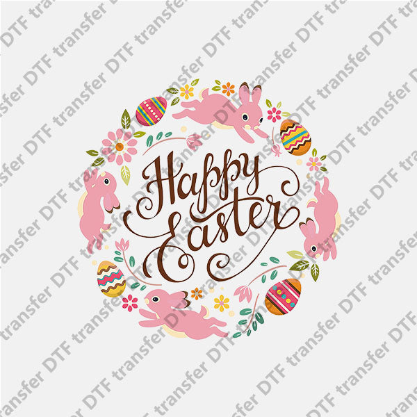 Happy Easter Bunny and Eggs DTF transfers ET.028