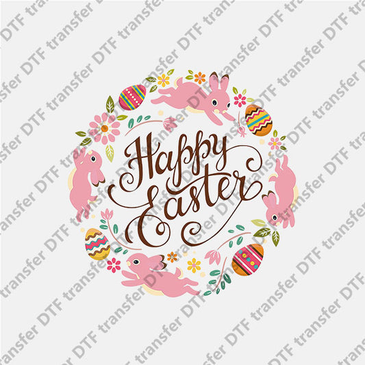 Happy Easter Bunny and Eggs DTF transfers ET.028