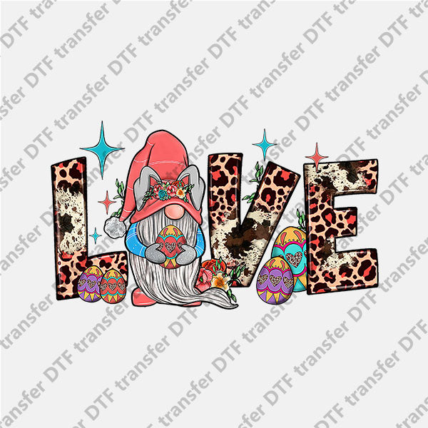 Easter Love Bunny Ear Gnome DTF transfers ET.030