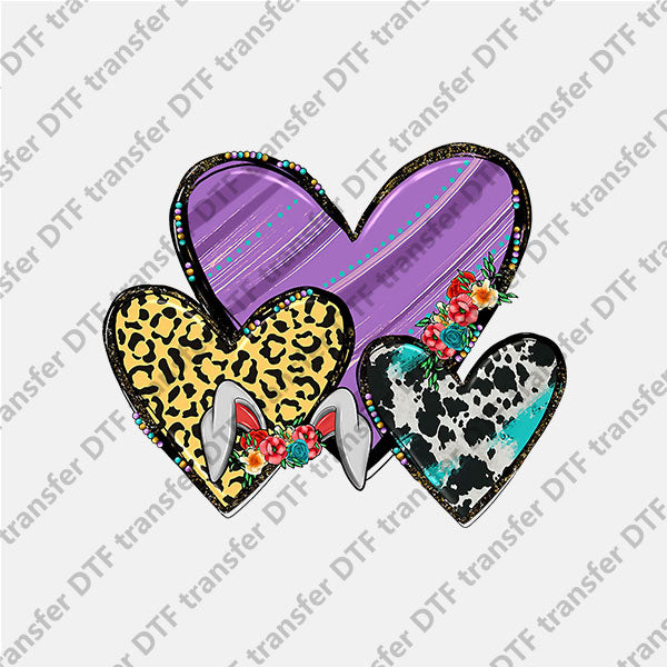 Easter Bunny Ear Three Hearts DTF transfers ET.046