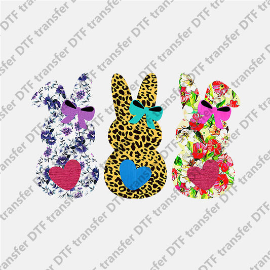 Easter Floral Leopard Heart Bunnies DTF transfers ET.048