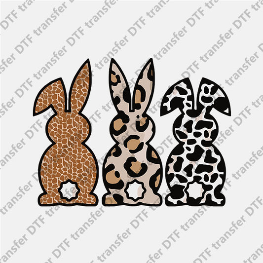 Easter Three Leopard Bunnies DTF transfers ET.049