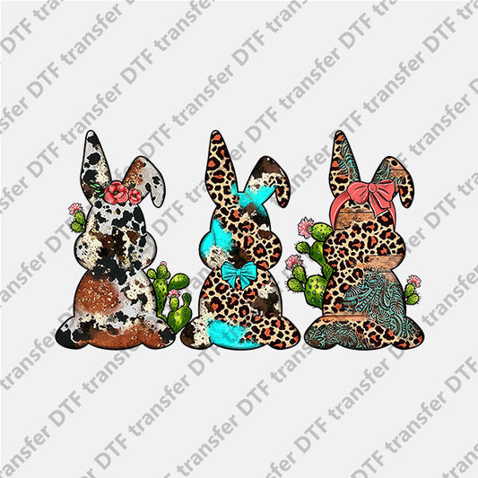 Easter Cactus Leopard Bunnies DTF transfers ET.050