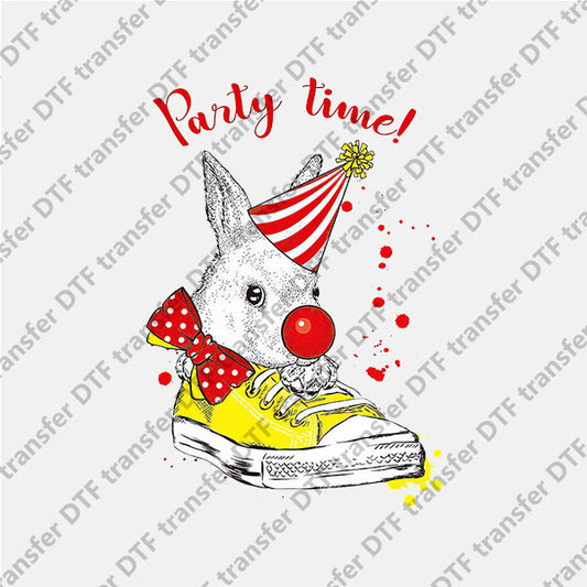 Easter Party Time Clown Bunny DTF transfers ET.064