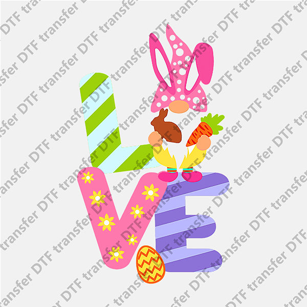 Easter LOVE Bunny Gnome DTF transfers ET.068