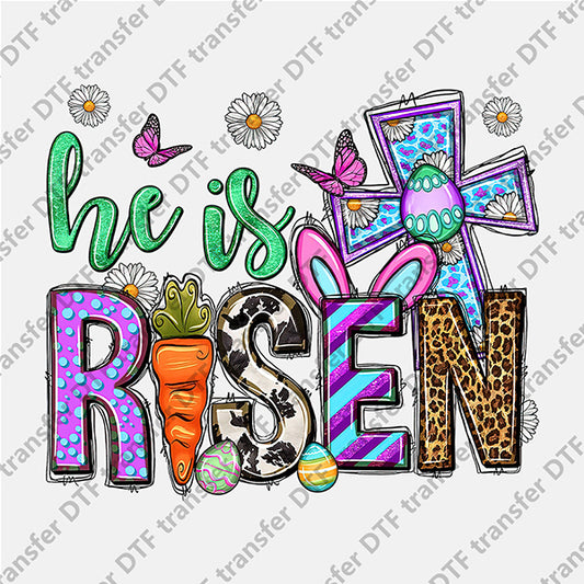 Easter He is Risen Cross DTF transfers ET.072