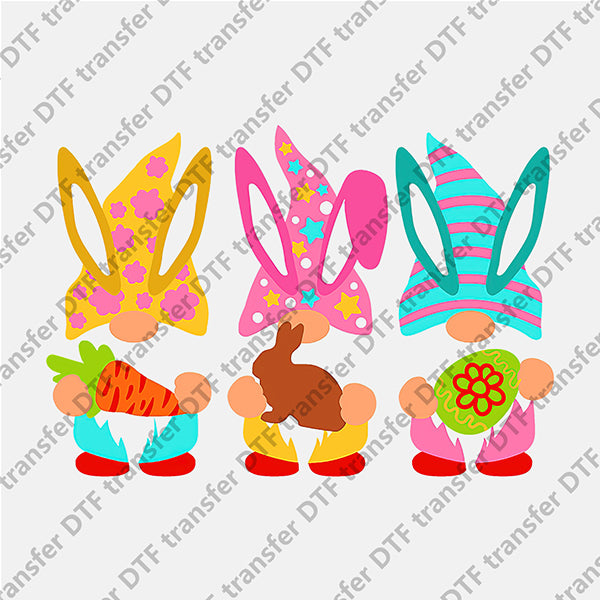 Easter Three Bunny Ear Gnomes DTF transfers ET.073