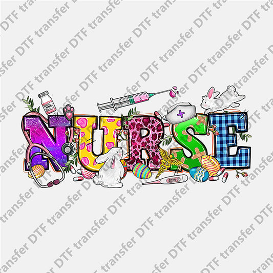 Easter Bunny Nurse Letter DTF transfers ET.077