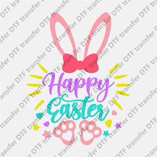 Happy Easter Pink Bunny Ear DTF transfers ET.079