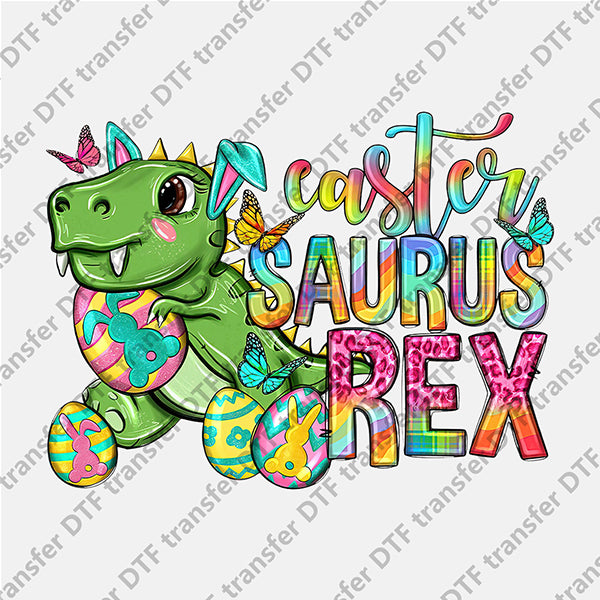 Easter Green Dinosaur and Colored Letters DTF transfers ET.085