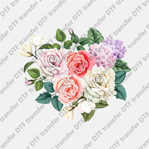 Flowers Heart and Leaves DTF transfers FL.001