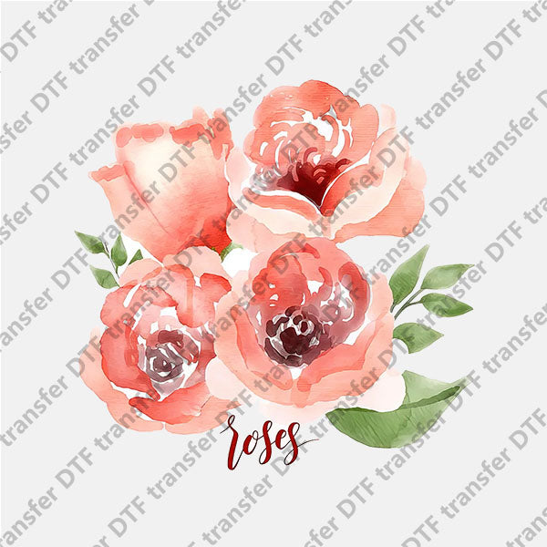 Four Pink Roses DTF transfers FL.004