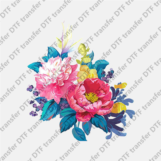 Two Bright Color Flowers DTF transfers FL.006